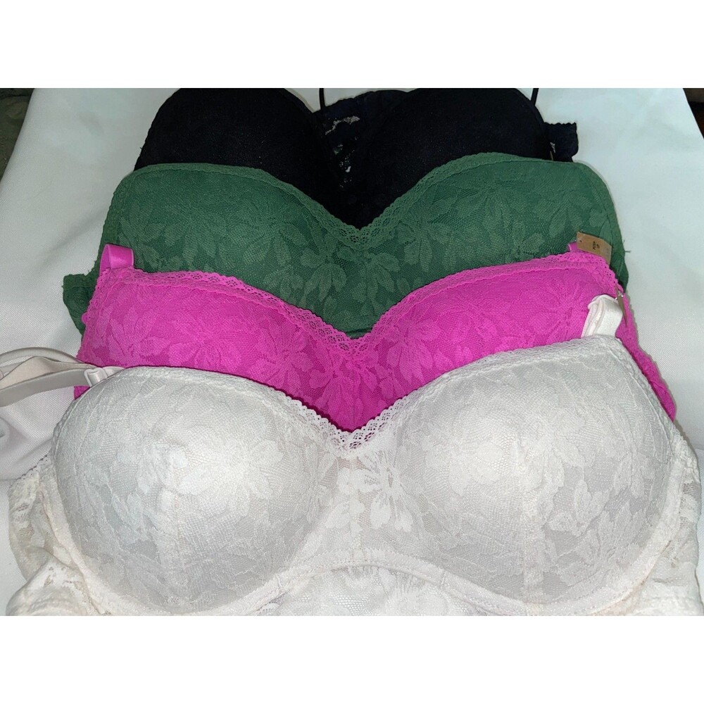 Victoria Secret PINK Bralette Bra Green White Black Lace Push Up NWT M L 2XL